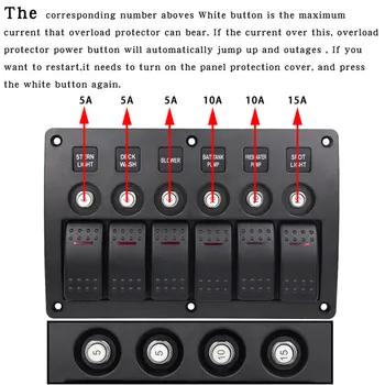 

WUPP Switch panel 12V 20A 24V 10A Circuit Breakers Waterproof Car Auto Boat Marine LED Rocker Panel 19M21