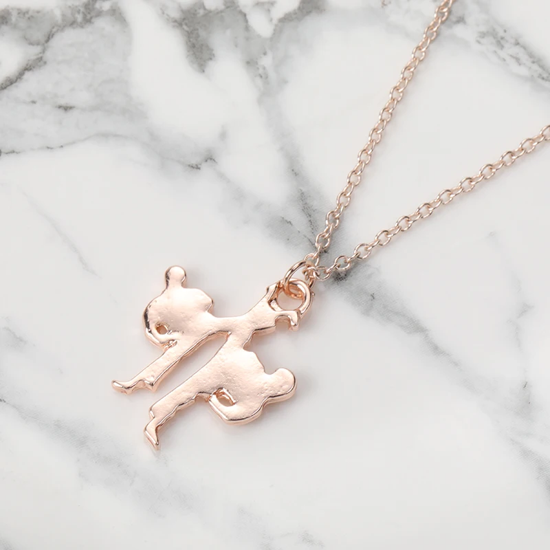 

Super Karate Kickboxing Person Pendant Charm Necklace Kungfu Fighters Chain Jewelry Necklace Gift for Friends