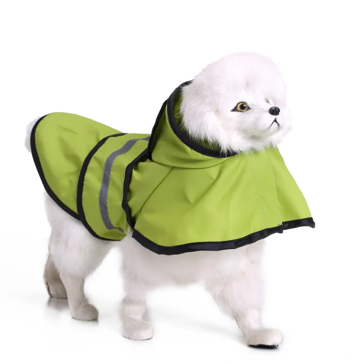 Светоотражающая лента дождевик для больших собак водонепроницаемый дождевик комбинезон для больших для средних и мелких собак уличная дождевик для домашних животных с капюшоном - Цвет: Зеленый