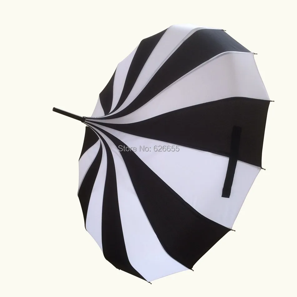10 шт./партия) креативный дизайн черно-белый полосатый зонт для гольфа с длинной ручкой прямой зонт-пагода