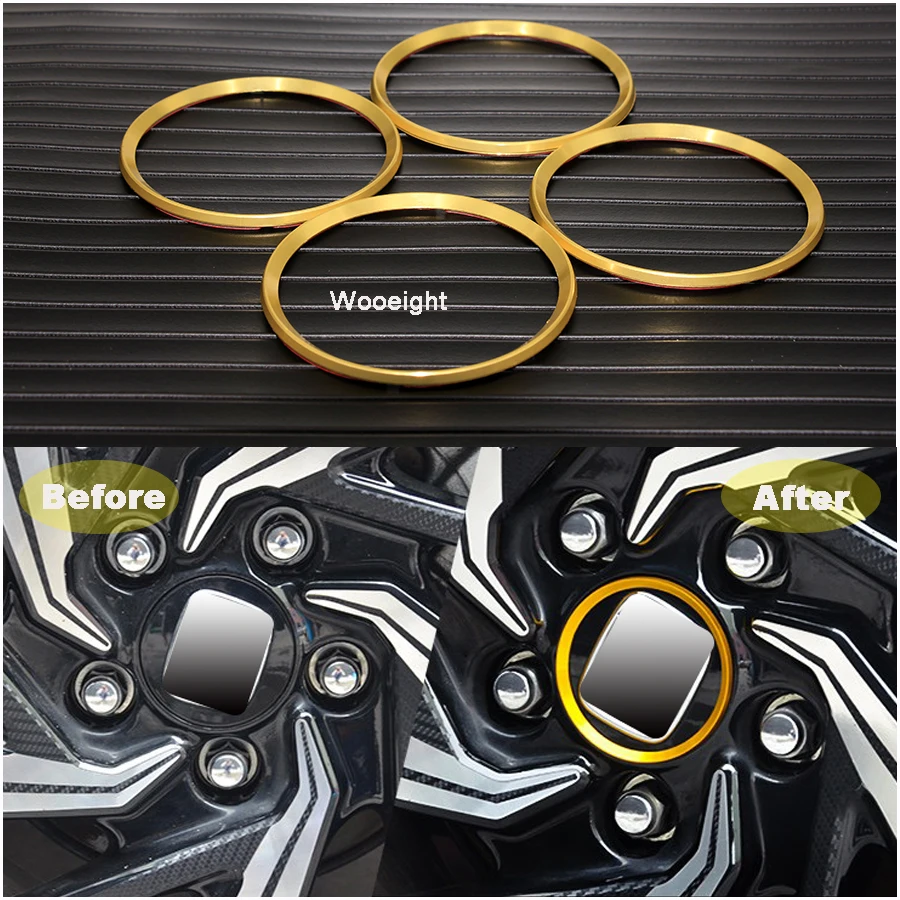 4Pcs Aluminum Alloy Wheel Center Hub Ring Decorative Decals Cover Trim Fit For Honda Civic 2016 2017 Red  Blue  Gold (2)