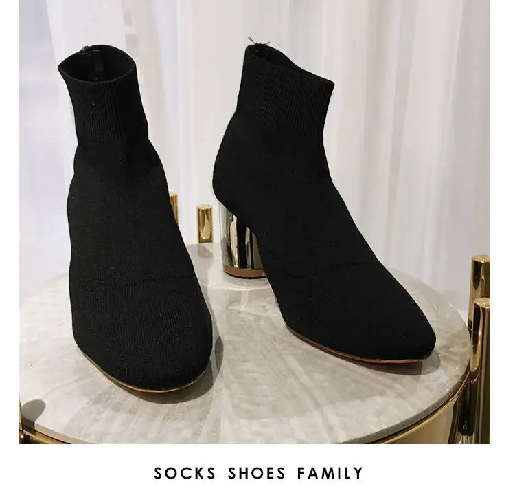 2018 New Autumn And Winter Women's Shoes Casual Stretch Boots High Heel Socks Boots Fashion Ankle Boots M8D143 (11)