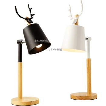 

Nordic Table Lamp Wood Bedroom Children's Living Room Desk Lamp Dining Room Reading Study Table Light Corridor Hotel Hal Decor