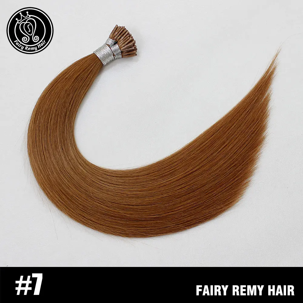 Сказочные волосы remy 0,8 г/локон 16 дюймов настоящие волосы Remy Fusion Keratin I Tip человеческие волосы для наращивания шелковистые прямые профессиональные салонные волосы - Цвет: #7