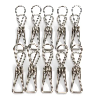 

Useful 10pcs Stainless Steel Spring Clothes Socks Hanging Pegs Clips Clamps Laundry