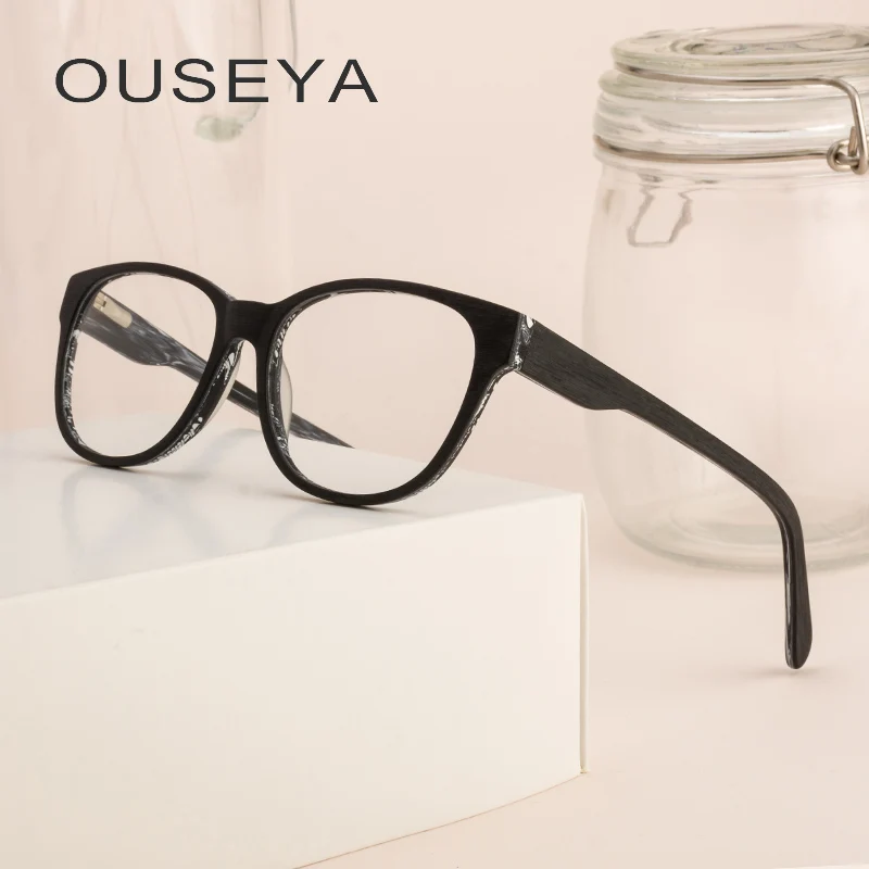 

Eyeglasses Male Frame Acetate Trendy Wood Grain Armacao De Vintage Clear Retro Grade Men Eye Glasses Frames #M3211