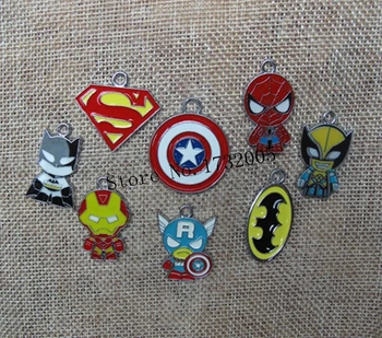 

New Classic 100 Pcs Cartoon Superheros Metal Charms Pendants DIY Jewelry Making Party Gift P-6