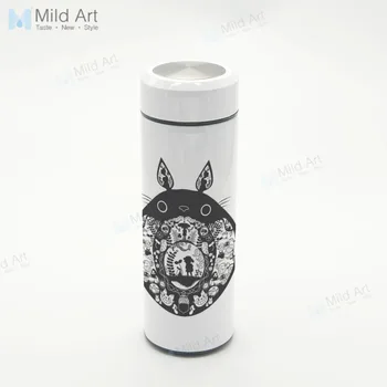 

Personalized Black White Kawaii Totoro Anime Travel Mug Stainless Steel Thermal Vacuum Cup Water Drink Bottle 350ml Kids Gifts