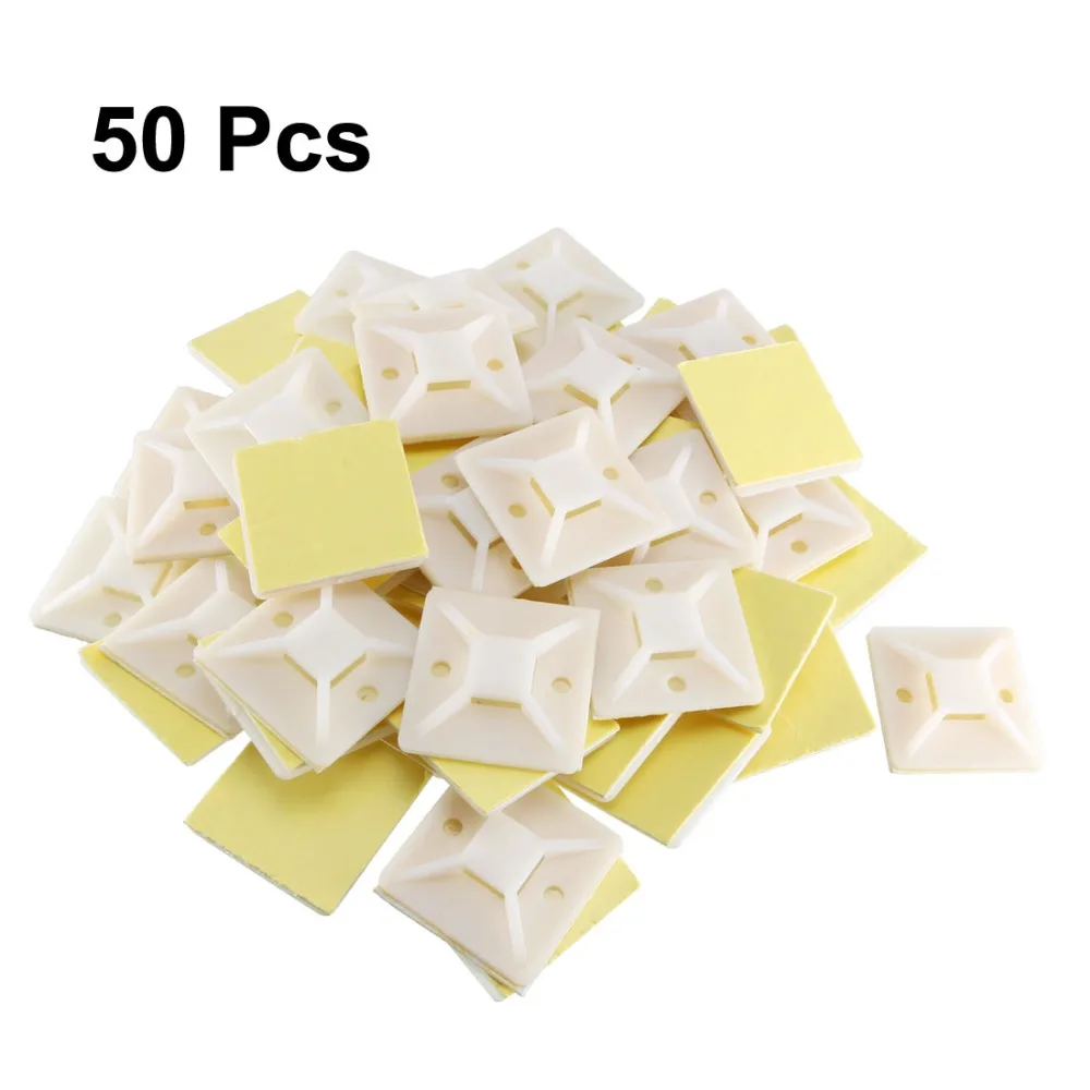 

Uxcell Promotion! 50pcs Self Adhesive Cable Tie Mounts Wire Base Holder Adjustable 39x39mm Fit Cable 11mm Cable Fixing Base
