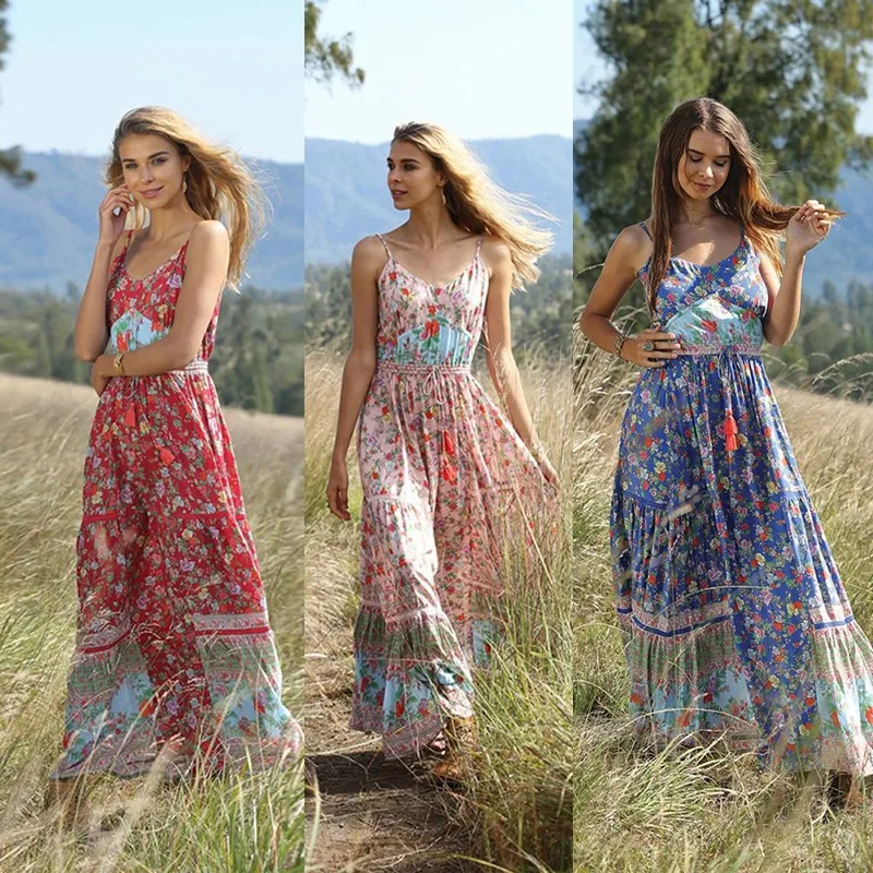 spaghetti strap boho dress