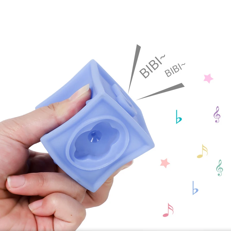 6pcs12pcs lot Baby 3D Grasp Toy Silicone Building Blocks Touch Hand Soft Balls Squeeze Toys  Massage Rubber Teethers Bath Toys (3)