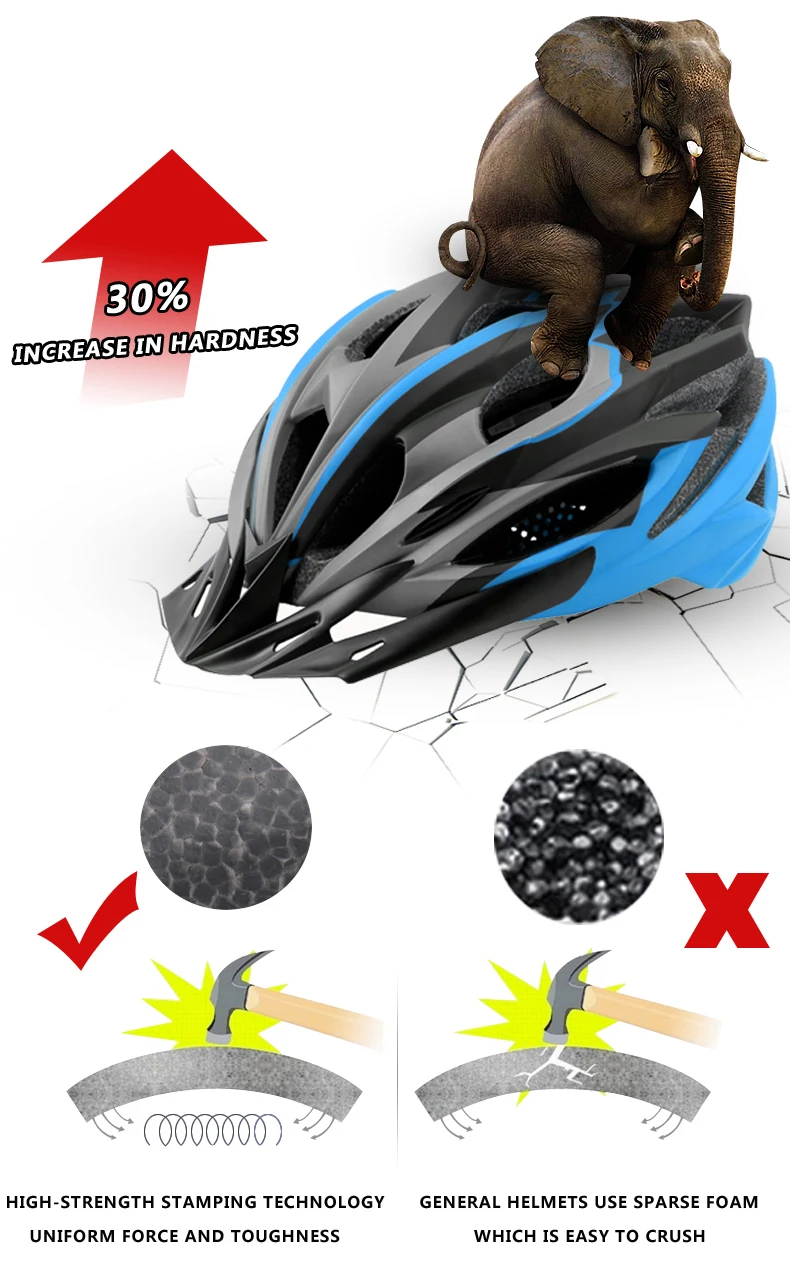 X-TIGER Ultralight Cycling Helmet EPS+PC Cover MTB Bike Helmet Integrally-mold Cycling Mountain Bicycle Helmet MTB Bike Helmet