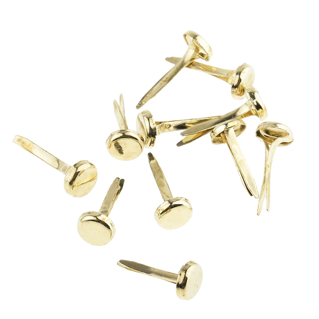 200 Pieces Golden Metal Brad Paper Fasteners for Scrapbooking Embellishment Paper Craft 8mm