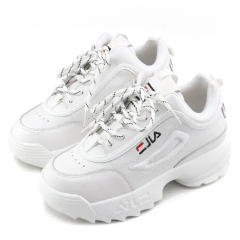 

New Spring Lady running shoes white soft leather walking sneakers Leisure Thick Sole platform wedge Increasing Flats boots