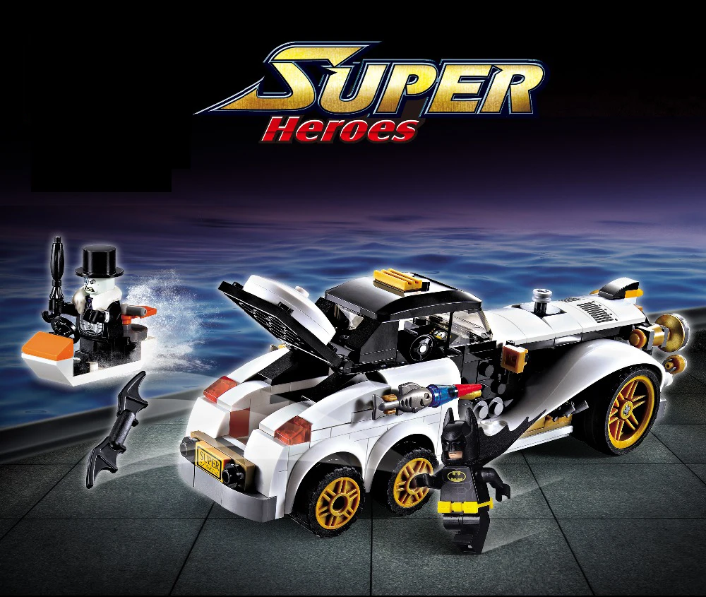 Arctic War Penguin Classic Car Building Blocks Super Hero Bat-man  vehicle figure Bricks  Kids educaitonal toys gift