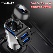 ROCK B400 Smart Dual USB Автомобильные зарядные устройства с 4,2 Bluetooth Наушники быстрая зарядка мониторинг для iPhone XS Max samsung huawei