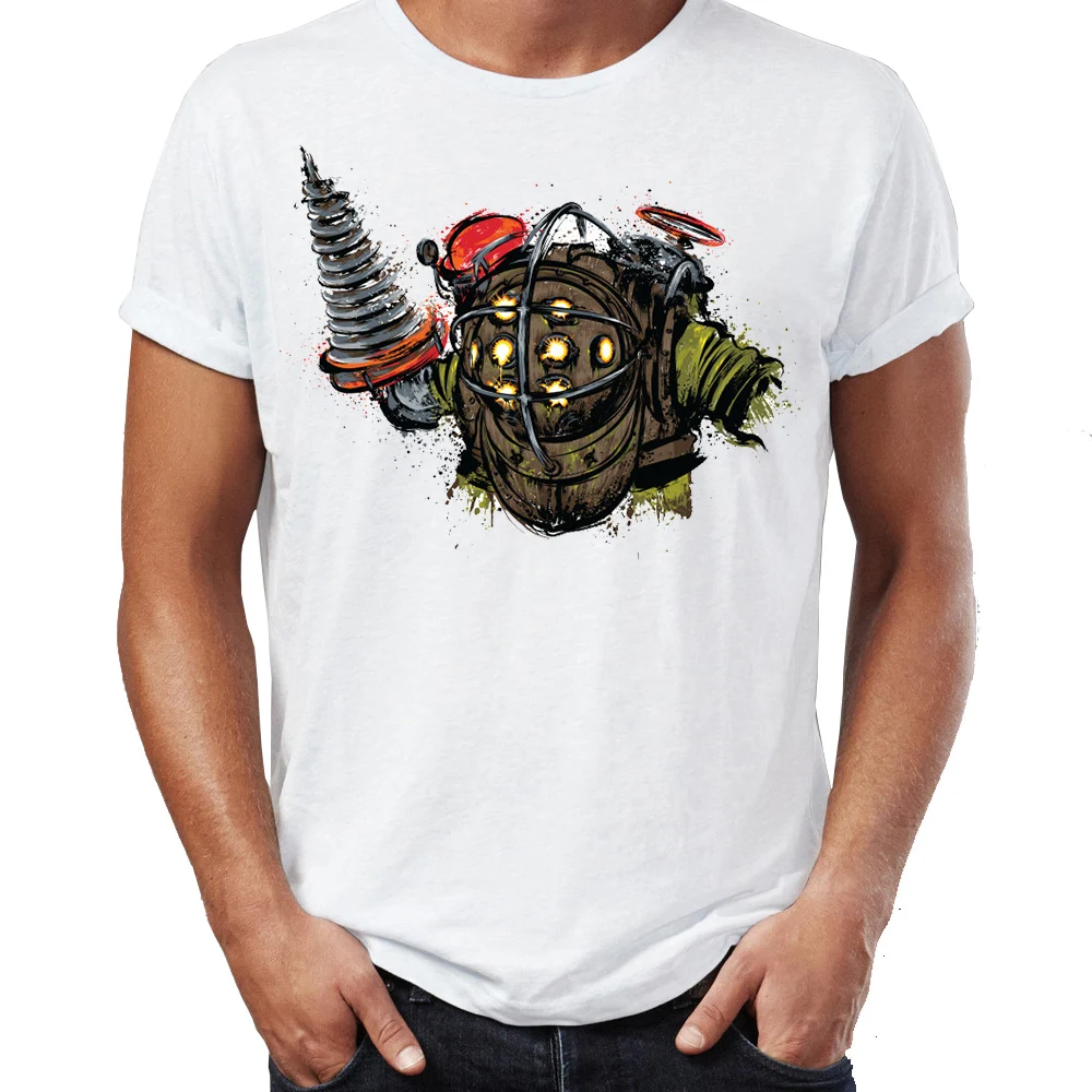 Мужская футболка Bioshock с принтом большого папы и младшей сестры для