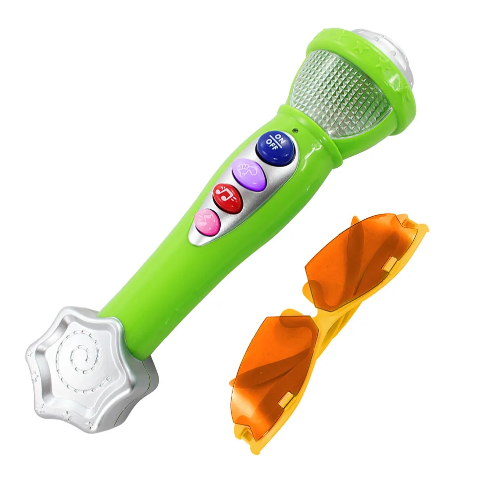 Green Microphone Toy With Player Portable Loudspeaker Karaoke Musical