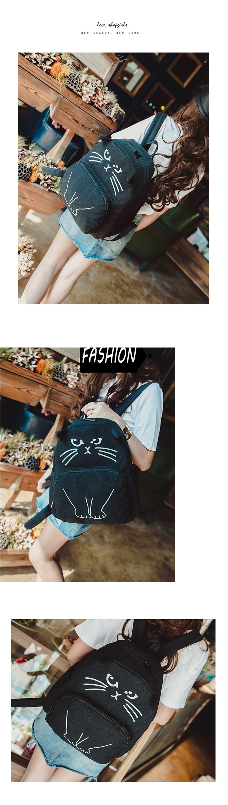 Miyahouse для девочек-подростков, модные Мультяшные школьные сумки на плечо, женские милые холщовые рюкзаки для кошек, студенческие рюкзаки с большой вместительностью