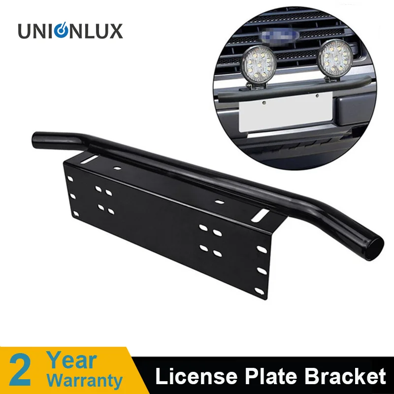 23inch Black Aluminum Bull Bar Front Bumper License Plate Mount Bar Led