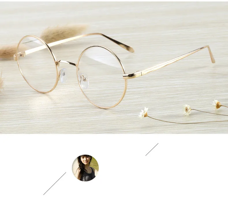 Ретро Полный ободок Золотой оправа очки Рамка винтажные очки круглые компьютерные очки унисекс без градусов oculos de grau