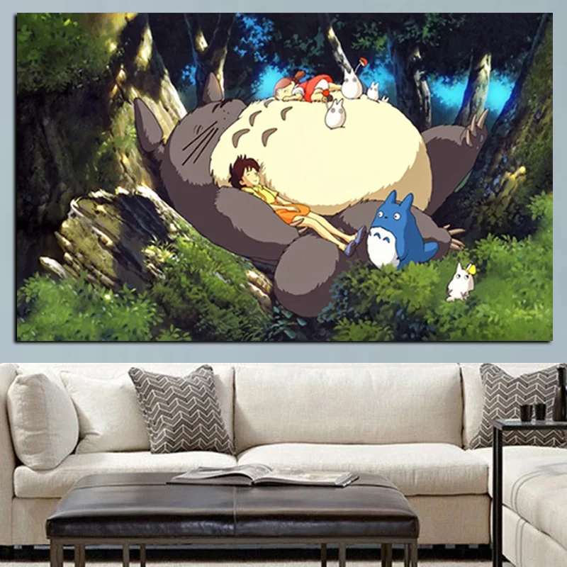 Print Hayao Miyazaki Totoro Neighbor on Canvas Anime Movie Art Poster Modern Cartoon Wall Picture for Living Room Cuadros Decor (3)