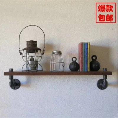 

Vintage industrial pipe rack partition frame European solid wood multilayer frame storage rack bracket shelf shipping