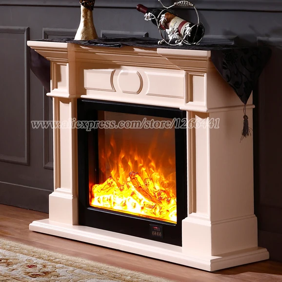 Decorative Chimney Heating Fireplace Set W120cm Wooden Mantel Plus Electric  Fireplace Insert Burner Led Optical Artificial Flame - Fireplaces -  AliExpress