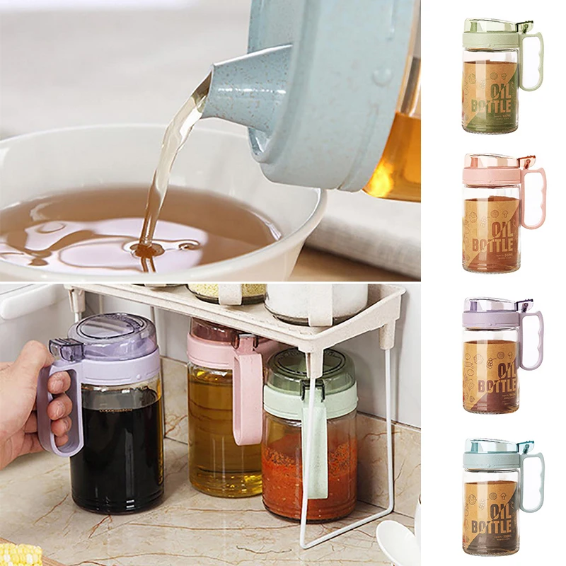 580ml NEW Glass Kitchen Oil & Vinegar Storage Dispenser Leak-proof Soy Sauce Cruet Glass
