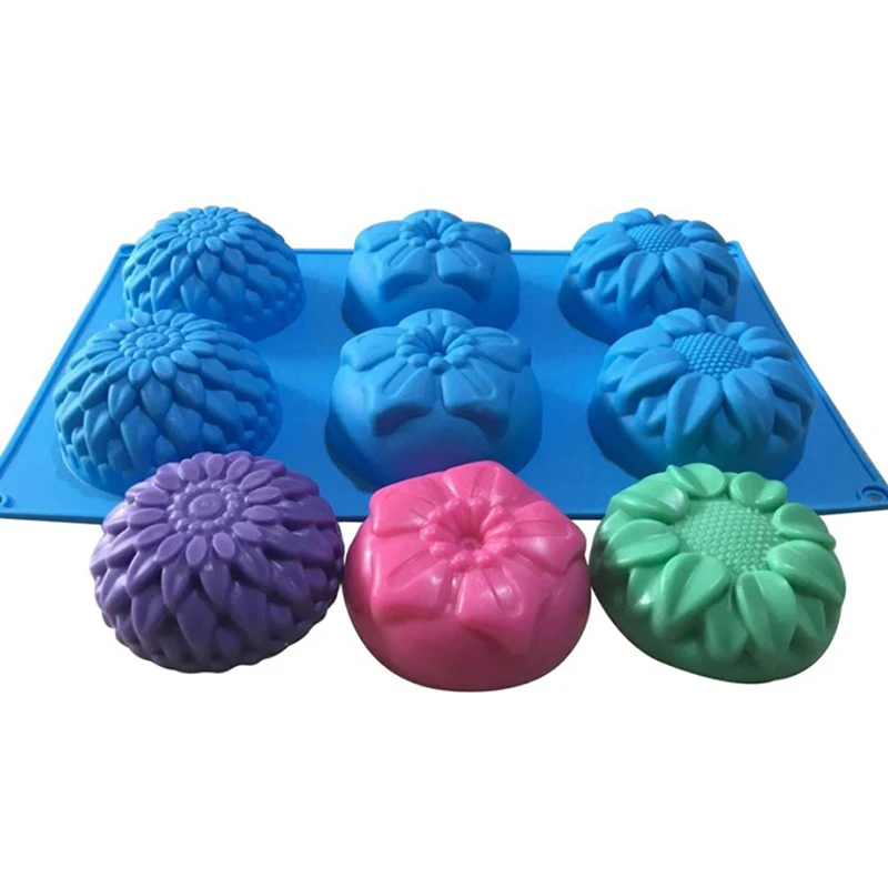 

Fashion Silicone Soap Mold Flower Pattern 6-hole Rectangular Handmade Soap Making DIY Mould Accessory Purple