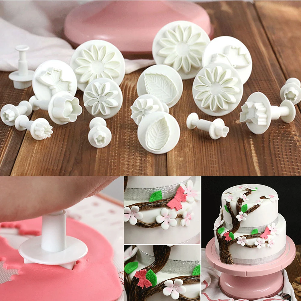 

46pcs Plunger Fondant Cutter DIY Flower Star Heart Cookie Biscuit Mold Cutter Cake Decorating Tools Set for Kitchen Baking