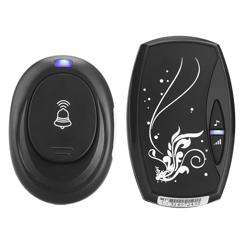 36 Songs Black Home Wireless Doorbell Waterproof Digital Single Receiver Remote Control 100M Waterproof Doorbell EU Plug 