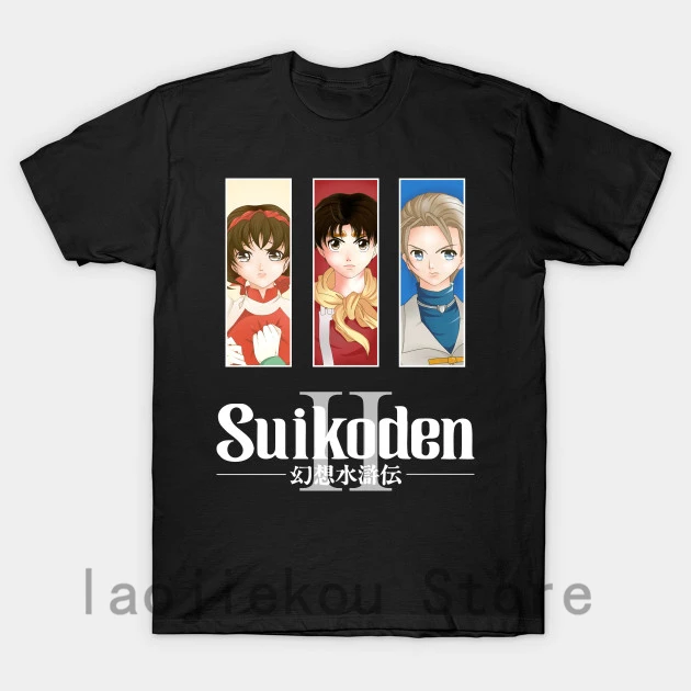 

100% cotton Funny men T shirt Women Fashion tshirt Suikoden 2 Trio T-Shirt Unisex cool white and black shirts