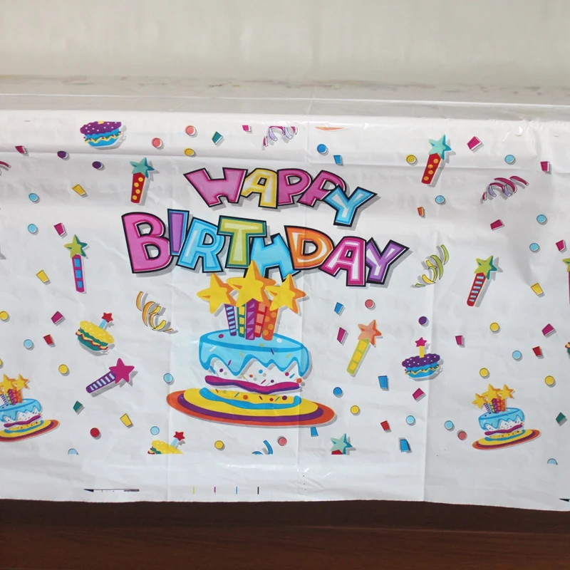 Disposable Plastic Table Cloth Happy Birthday TableCover Tablecloth Cake Print Waterproof For Kids Birthday Party Decoration Disposable Plastic Table Cloth Happy Birthday TableCover Tablecloth Cake Print Waterproof For Kids Birthday Party Decoration