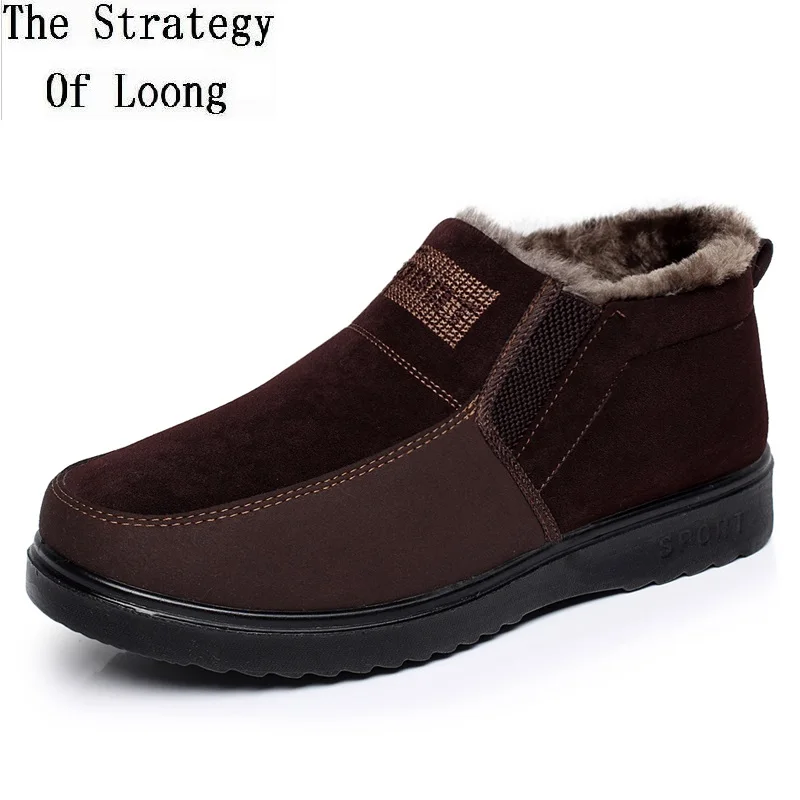 

Casual Men Winter Ankle Snow Boots Plush Inside Soft Antiskid Bottom Warm Cotton Flock Sewing Boots BeiJing Cloth Shoes 20181221