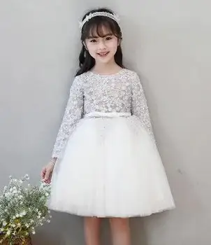

2019 High Quality Handmade Girls Dresses With white Lace Cuff England Style Costumes with Bow For Kids Dress wedding Girl dress