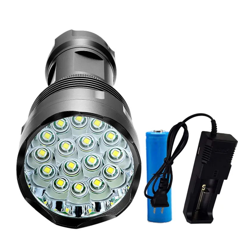 

High Power 48000LM Flashlight 16T6 LED Outdoor Lighting 5 Modes Waterproof Torch Lanterna Hunting with 18650 and Charger