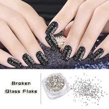 5 г/кор. Серебряный неправильный сломанный стеклянный хлопья под блески для дизайна ногтей порошки Креативные 3d УФ Гель-лак Инструменты для украшения ногтей