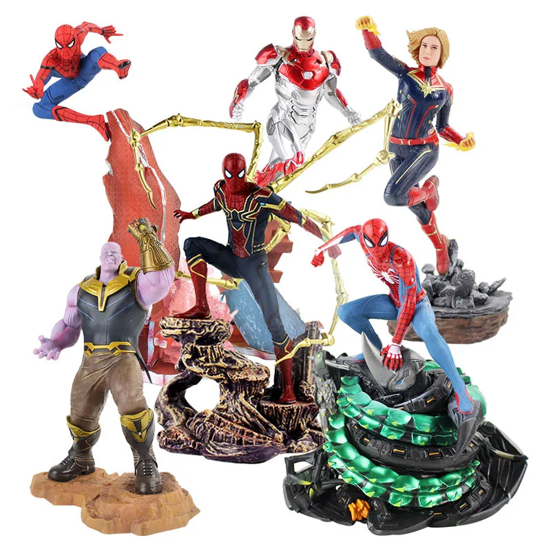 

6 Style Thanos ironman spiderman Deadpool Danvers Statue Iron PVC Action Figures toy