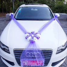 Искусственные цветы автомобиля Стайлинг украшения наборы свадебные помпоны шелковая пена жемчужная Гирлянда Венок Свадебные аксессуары присоска Тип