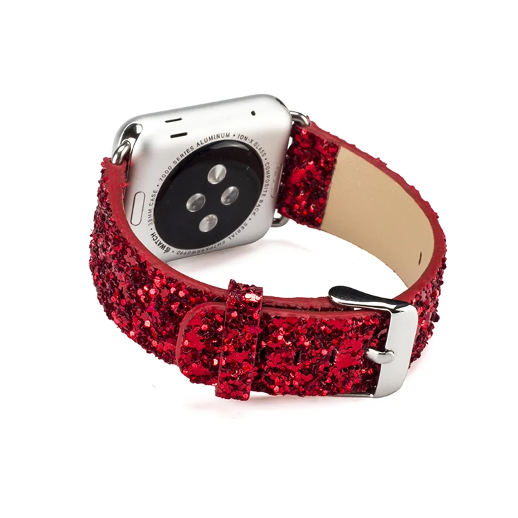 DAHASE Bling Рождественский Блестящий блестящий PU кожаный ремешок для Apple Watch Series 3 2 1 ремень для мм iWatch 38 мм 42 мм Ремешки для наручных часов