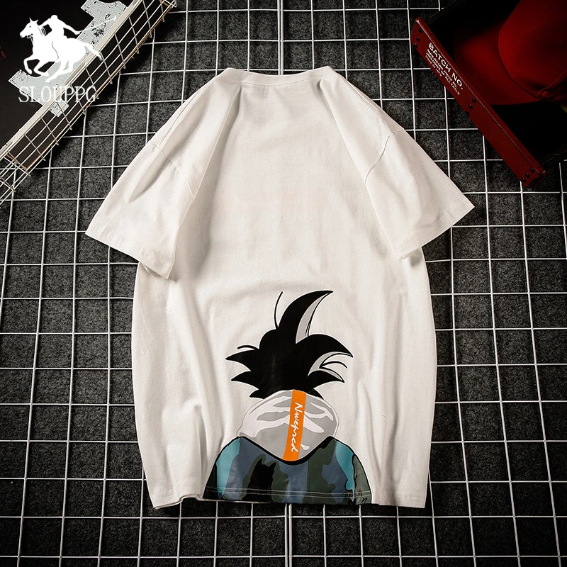 

2109 SLOUPPG Dragonh Ball japanese Harajiku Catton print men's tshirt Hip Hop streetwear Summer top male short sleeve tee