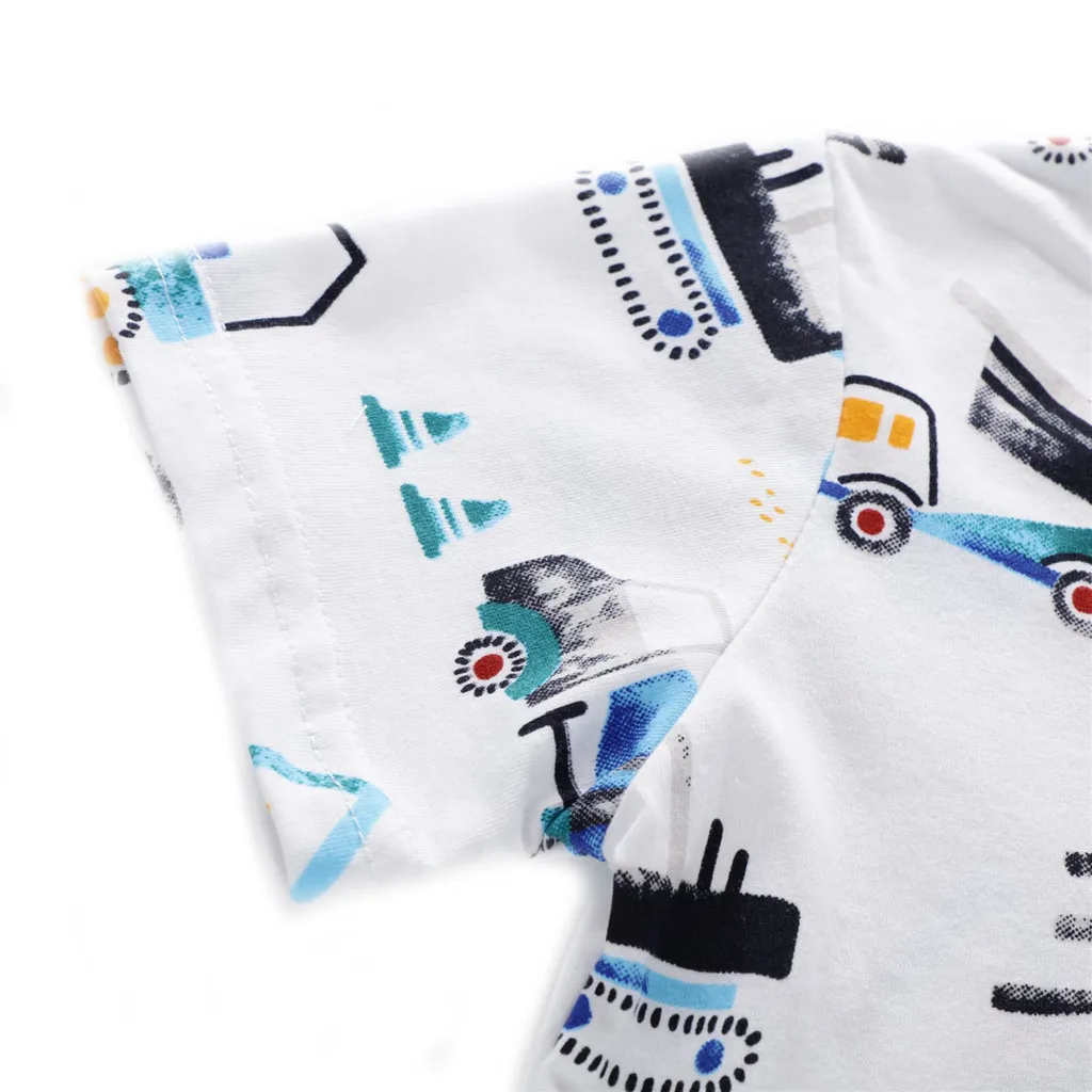 Одежда для маленьких мальчиков топы с короткими рукавами и рисунком из мультфильма, рубашка, блузка