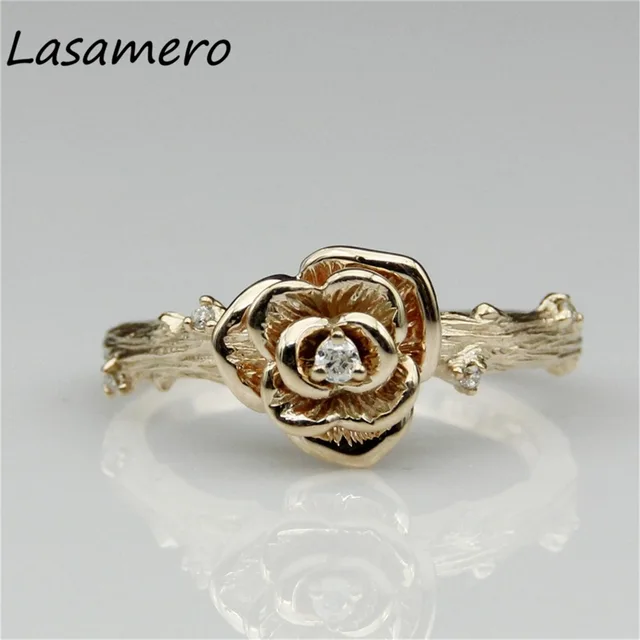 vintage rose flower design real diamond 003ct natural diamond wedding ring floral 14k rose gold - Real Diamond Wedding Rings vintage rose flower design real diamond 003ct natural diamond wedding ring floral 14k rose gold - Real Diamond Wedding Rings