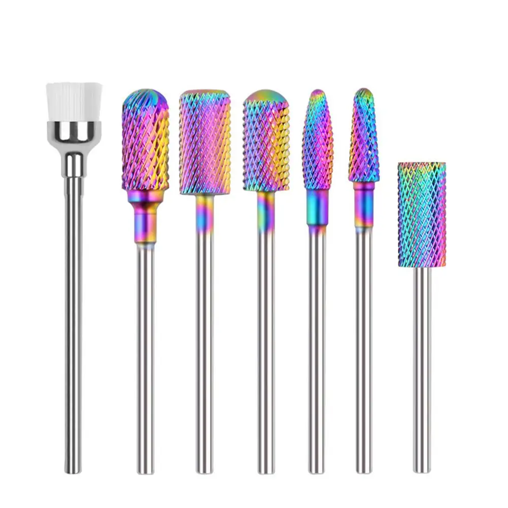 

7Pcs/Set Colorful Nail Drill Bit Tungsten Steel Mill Machine Set Cutter For Pedicure Electric Nail File Milling Cutter Manicure