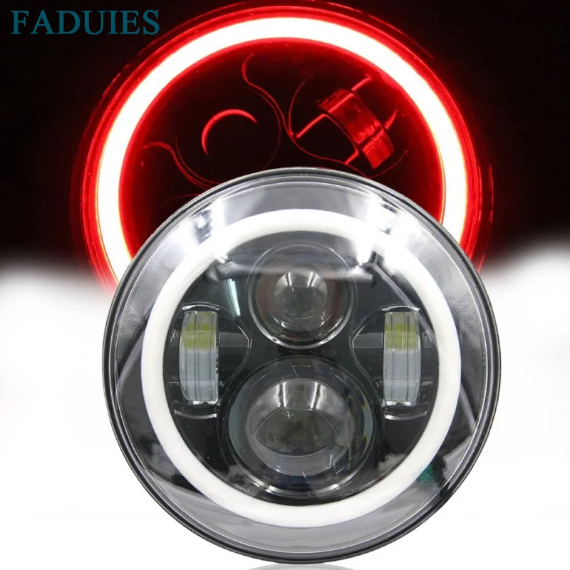 17 inch LED Headlights Daymaker High Low Beam With Green Halo Ring Angle Eye DRL Driving Lamp For Harley Motorcycle Headlamp (5)