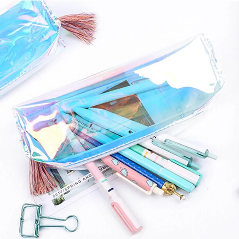 

Hot Sale Transparent Laser Travel Make Up Bag Holographic PU Leather Makeup Case For Cosmetic Tool Drop Shipping