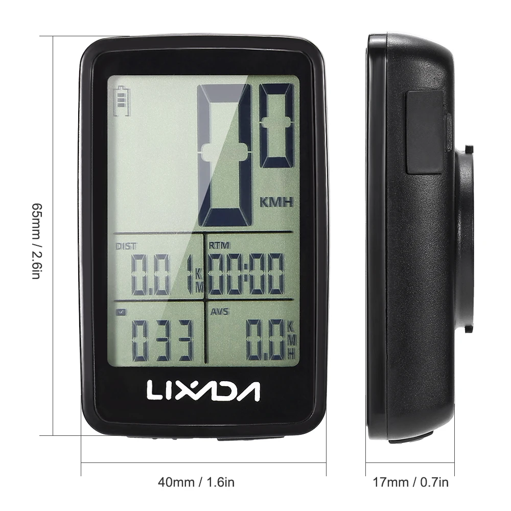 Lixada Waterproof USB Rechargeable Wireless Bike Cycling Computer Bicycle Speedometer Odometer Bike Computer Mount Holder