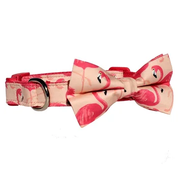 

Pink flamingo Cat Dog collar bow tie for big and small dog for wedding,holidays gifts