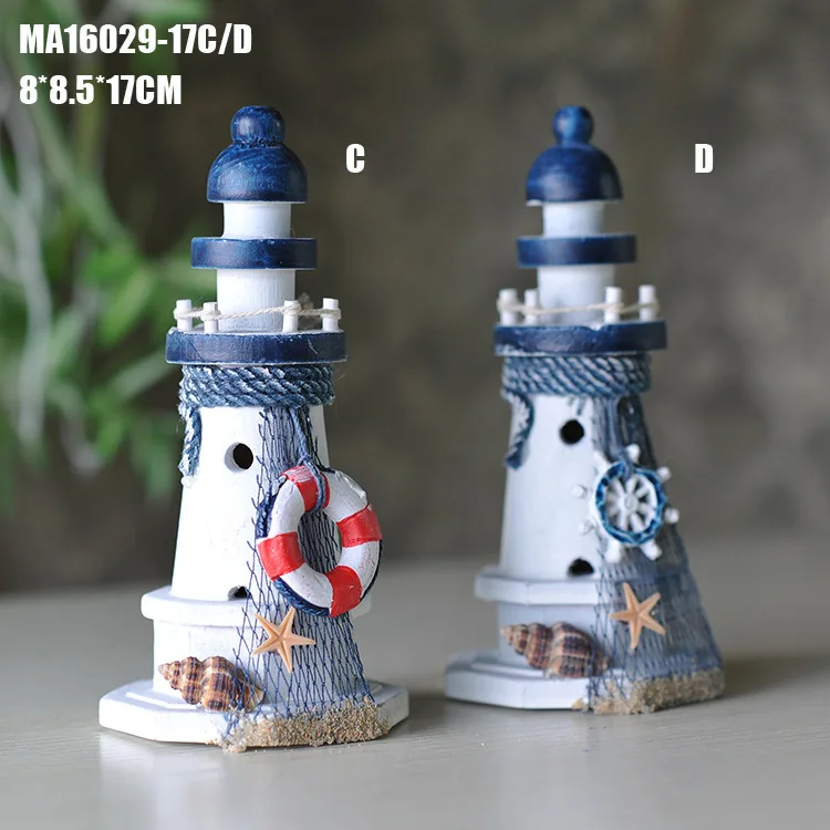 

17-38 CM Wood Lifebuoy Rudder Lighthouse 1PC Mediterranean Style Nautical Home Decoration Wedding Gift Crafts
